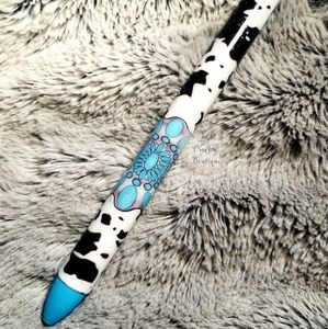 Cowhide w/Turquoise Buckle Glitter Wrap Gel Pen Ready To Ship